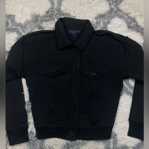 Louis Vuitton Uniform Bomber Jacket Woman Small Black Ribbed Cropped Epaulets